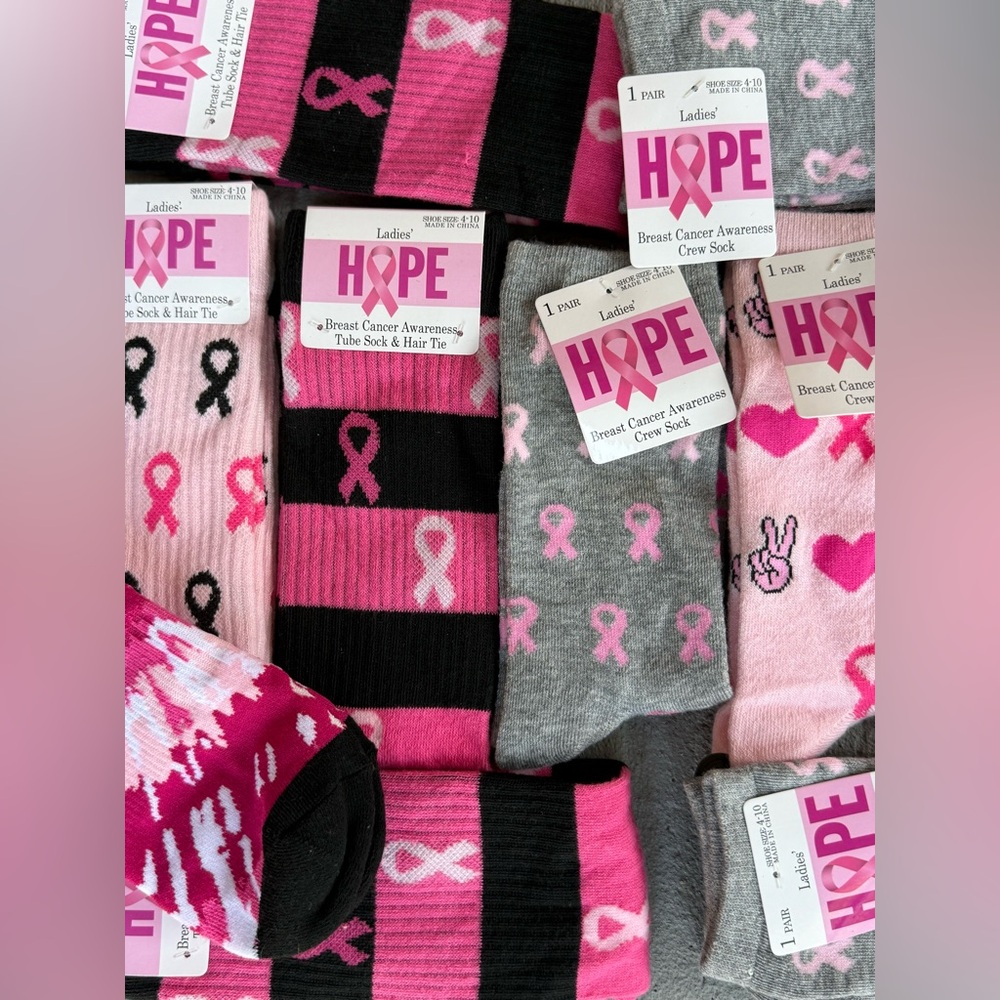 11PC BUNDLE - Breast Cancer Awareness Socks - Ladies Size 4-10